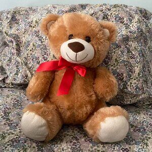 NWOT 13" Fluffy Bear with Red Bow